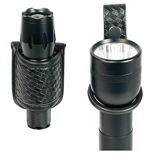 TAFTACFR Compact Flashlight Holder(Open Top)+ Flashlight Ring Strap Holder Hold Mag Lite and Other D/C Cell Flashlights(Basketweave Outer Snap) - Image 1