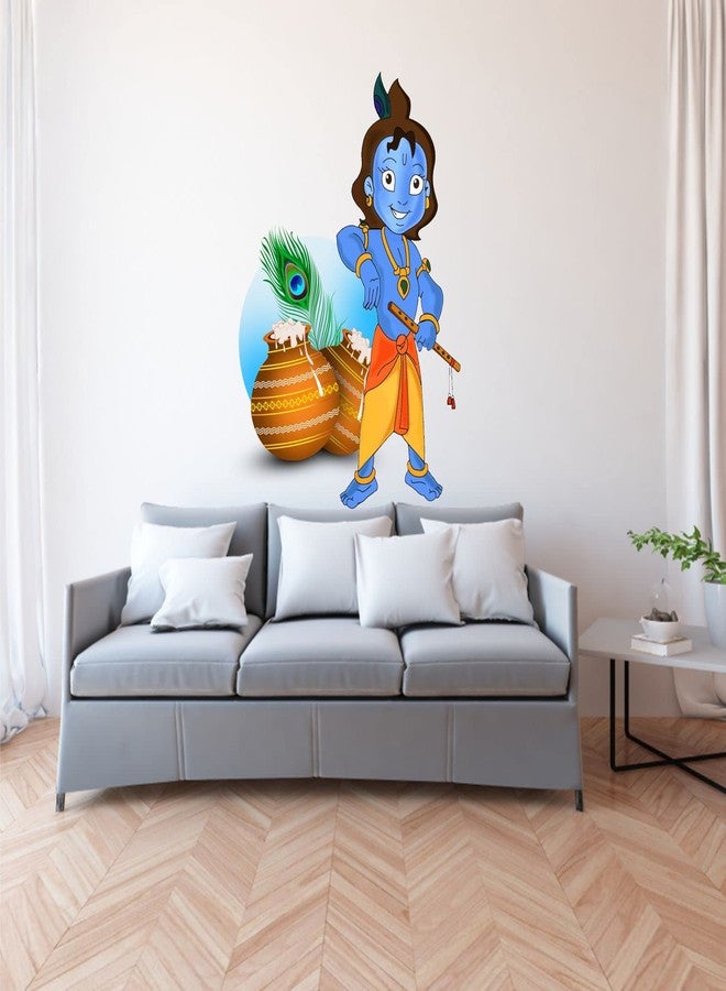 Sticker Yard Bal Krishna with Makhan Vinyl Wall Sticker for Living Room/Bedroom/Office and All Decorative Wall Stickers Size 55X71CM - Image 2