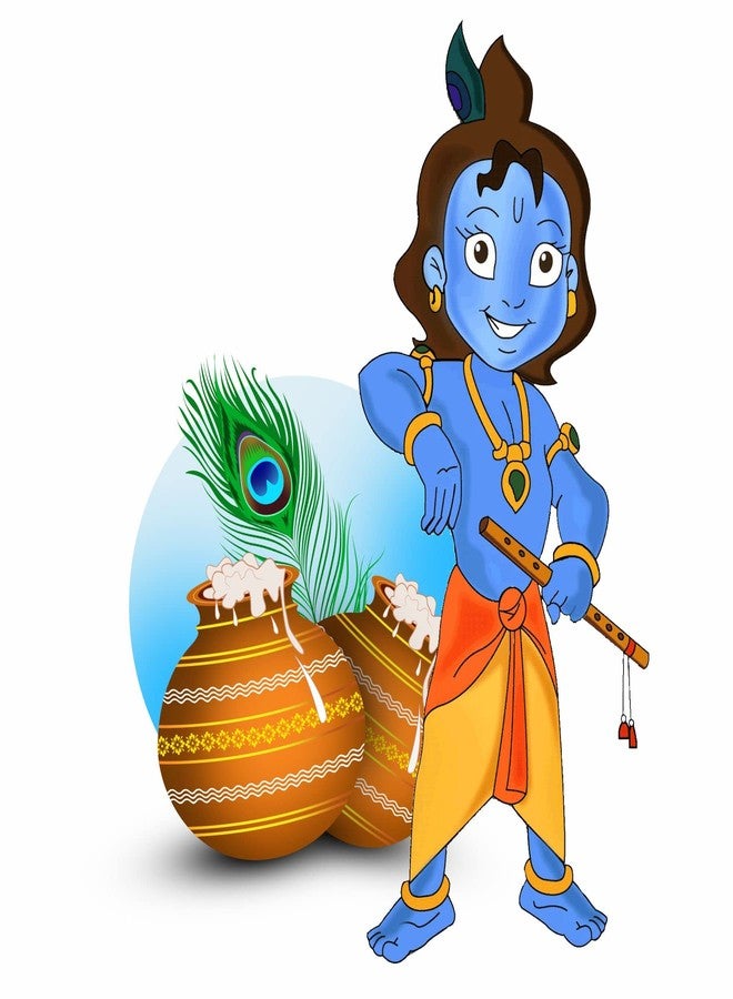 Sticker Yard Bal Krishna with Makhan Vinyl Wall Sticker for Living Room/Bedroom/Office and All Decorative Wall Stickers Size 55X71CM - Image 1