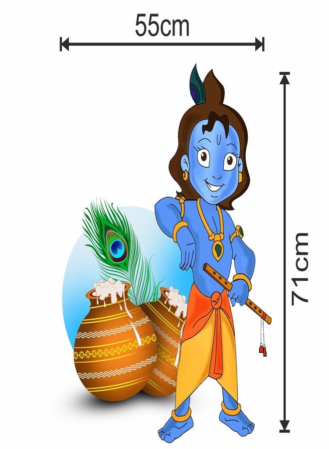 Sticker Yard Bal Krishna with Makhan Vinyl Wall Sticker for Living Room/Bedroom/Office and All Decorative Wall Stickers Size 55X71CM - Image 4