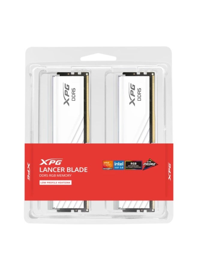 تيم غروب ذاكرة مكتبية XPG Lancer Blade, سعة DDR5 32GB (2x16GB), تردد 6000 ميجاهرتز, التوقيت CL36, متوافقة مع Intel XMP 3.0 وAMD EXPO - أبيض - Image 2