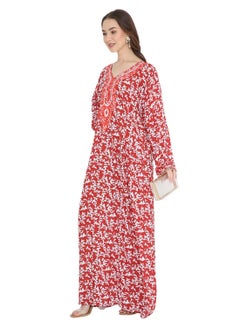 HANA & SARA STYLISH ELEGANT THREAD EMBROIDERY WITH PRINTED LONG ARABIC KAFTAN JALABIYA DRESS  - Image 5