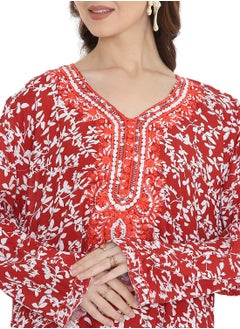 HANA & SARA STYLISH ELEGANT THREAD EMBROIDERY WITH PRINTED LONG ARABIC KAFTAN JALABIYA DRESS  - Image 3