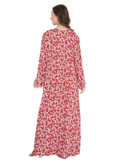 HANA & SARA STYLISH ELEGANT THREAD EMBROIDERY WITH PRINTED LONG ARABIC KAFTAN JALABIYA DRESS  - Image 2