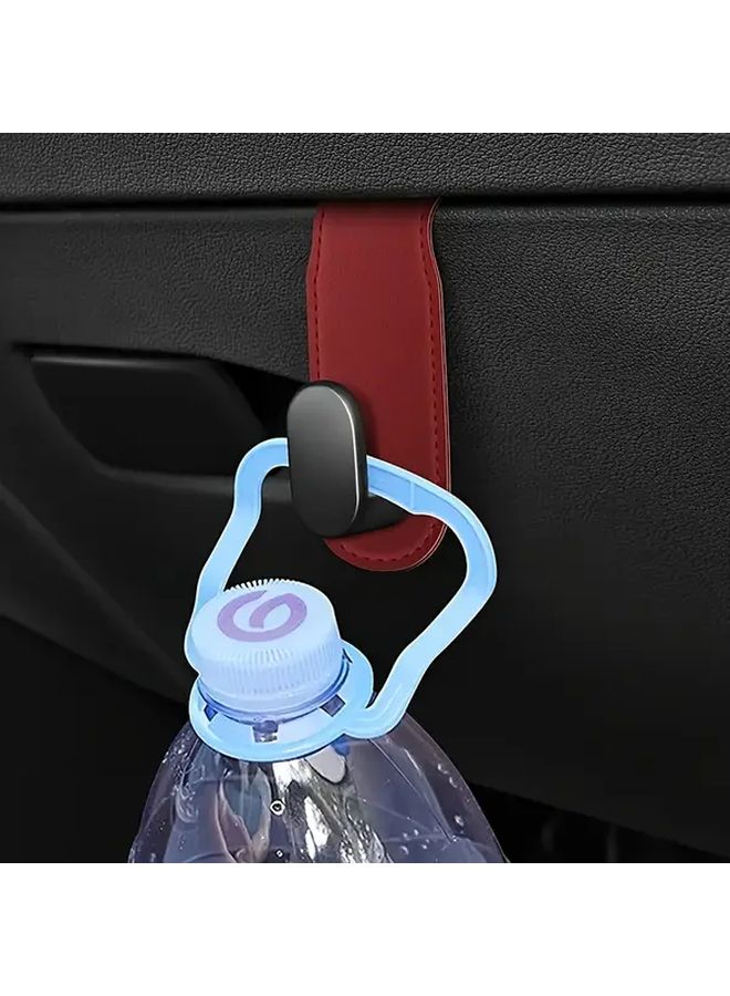 Crimson Heavy Duty PU Leather Car Hook 360 Swivel Wall Mounted Space Saving Auto Storage - Image 2