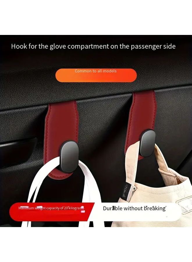 Crimson Heavy Duty PU Leather Car Hook 360 Swivel Wall Mounted Space Saving Auto Storage - Image 4