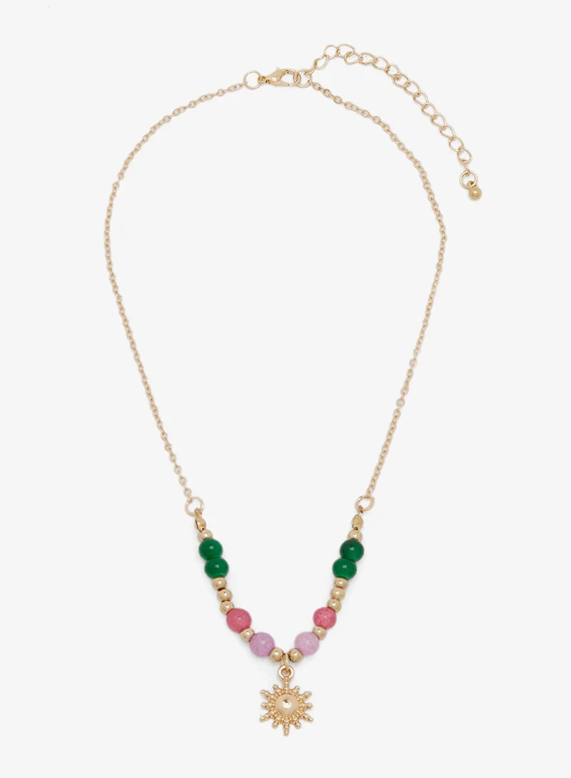 ELLA Gold Charm Beaded Double Layered Necklace