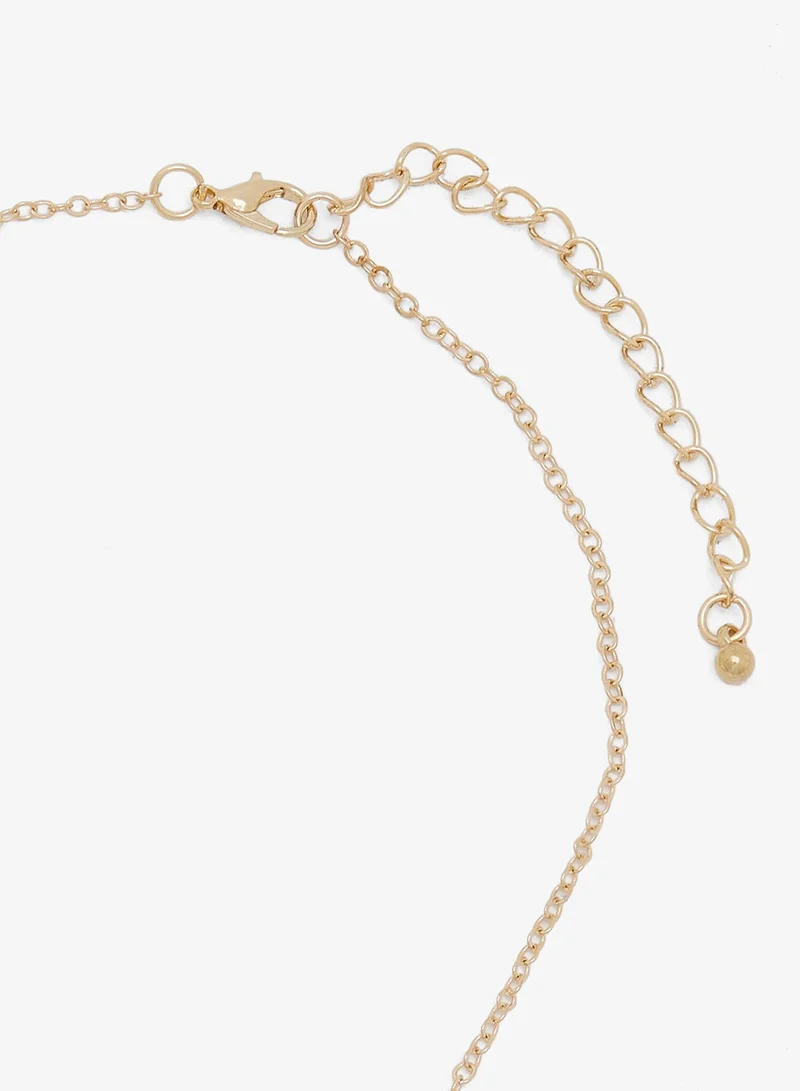 Ella Gold Gold Charm Beaded Double Layered Necklace for Women | Best Price UAE