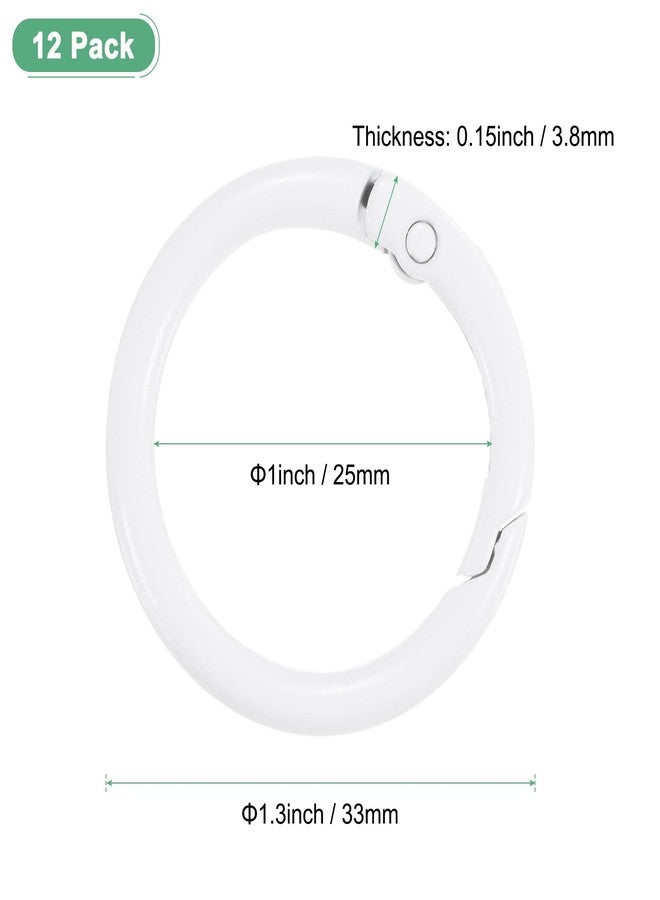 M METERXITY 12-Pack Metal Spring O Rings, 1" Zinc Alloy Spring Keyring Buckle for Keychains/Bag/Purse/DIY Crafts, Round Handbag Snap Clip Trigger Buckle Chain Rings [White] - Image 3