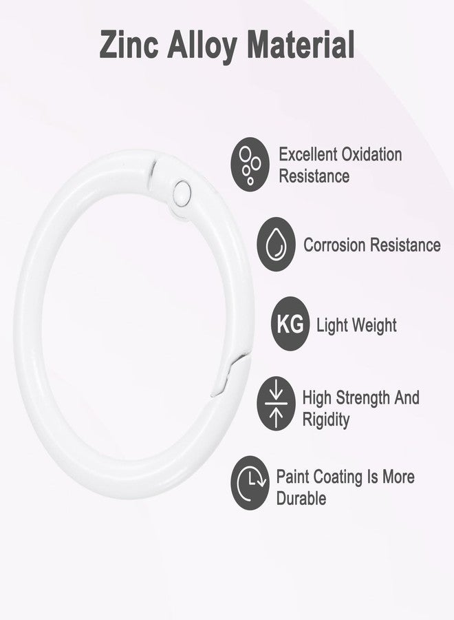 M METERXITY 12-Pack Metal Spring O Rings, 1" Zinc Alloy Spring Keyring Buckle for Keychains/Bag/Purse/DIY Crafts, Round Handbag Snap Clip Trigger Buckle Chain Rings [White] - Image 2