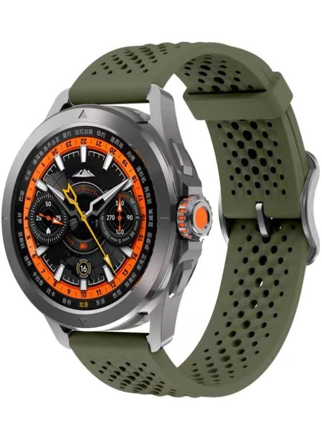سوار سيليكون متوافق مع هواوي GT5/GT5Pro/GT4/GT3/GT2 46 مم، حزام بديل ناعم 22 مم لسوار هواوي GT 5/4 46 مم للنساء والرجال  اخضر - Image 5