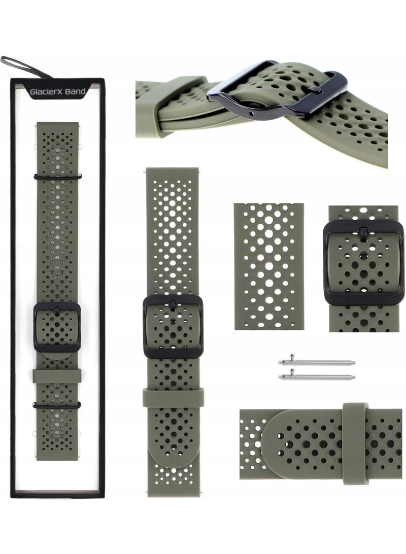 سوار سيليكون متوافق مع هواوي GT5/GT5Pro/GT4/GT3/GT2 46 مم، حزام بديل ناعم 22 مم لسوار هواوي GT 5/4 46 مم للنساء والرجال  اخضر - Image 2