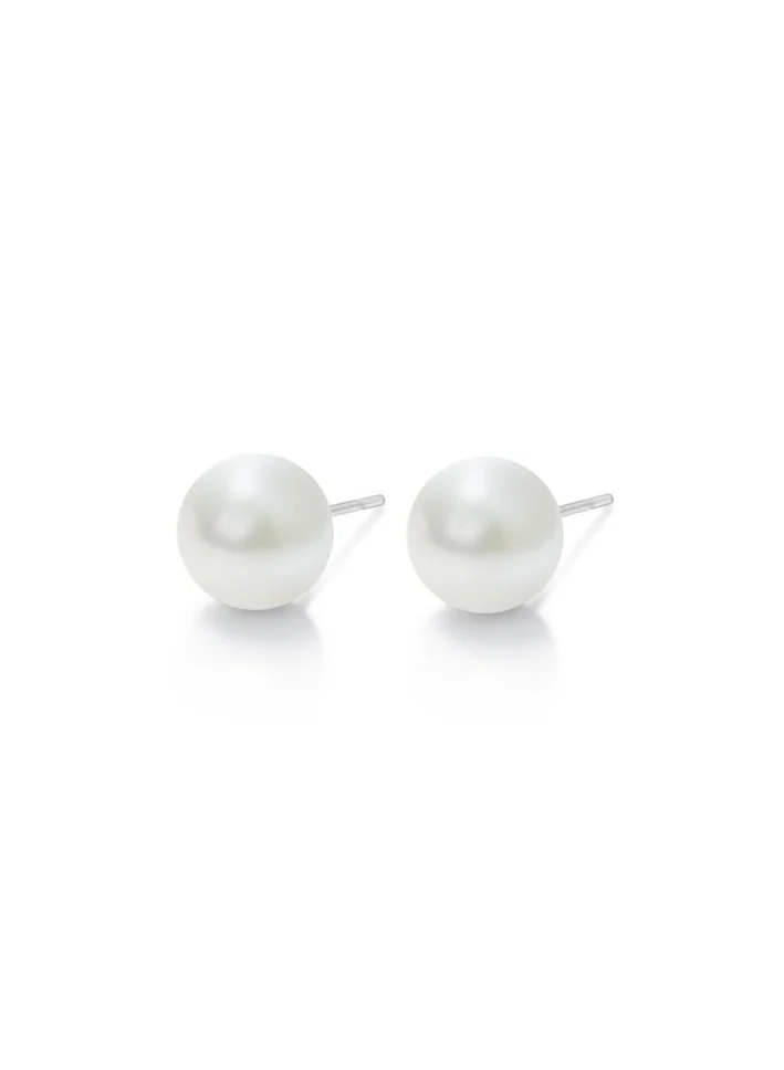 Seona Seona Perla 6mm Pearl Earrings for Women – Hypoallergenic Stainless Steel Stud Earrings for Women, Elegant Jewelry for Women, Classic Womens Earrings for Everyday & Special Occasion Wear - White