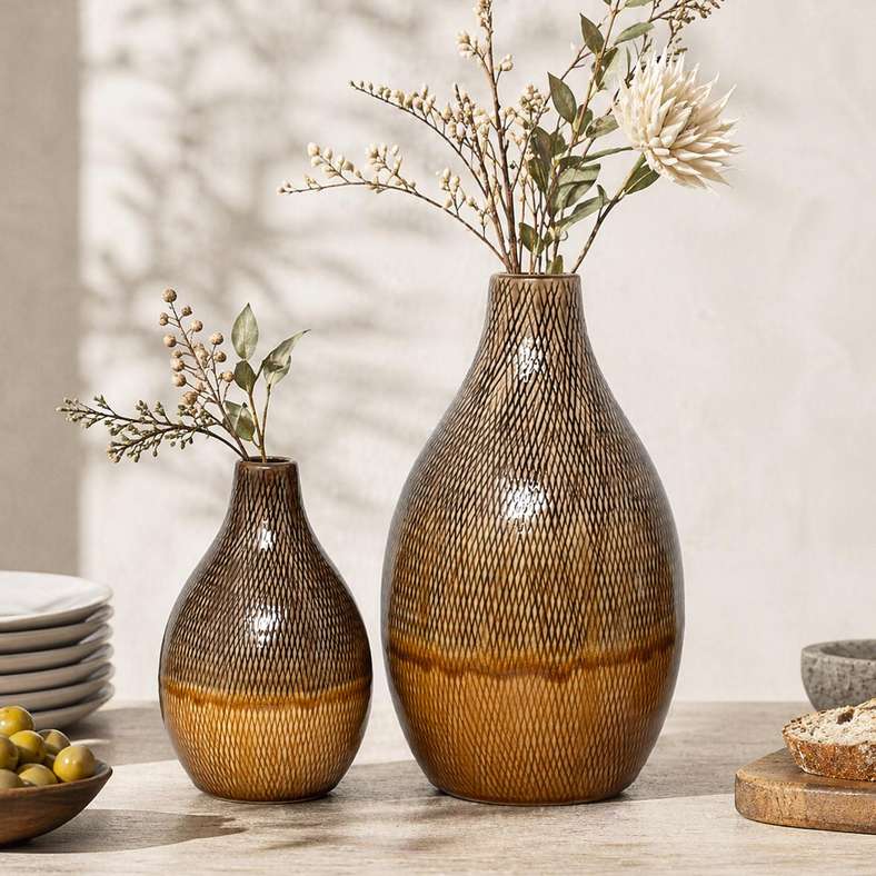Pan Home Nobita Stoneware Artisanal Vase 13.3x13.3x20.5cm - Brown - 112AIC9905021 - Image 3