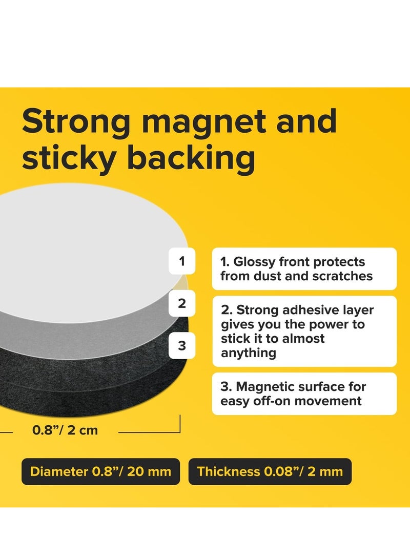 100 Pieces Magnetic Dots Round Magnets with 3M Strong Self Adhesive Backing Perfect for DIY Art Projects whiteboards and Fridge Magnet Circles 18mm Diameter - Image 2