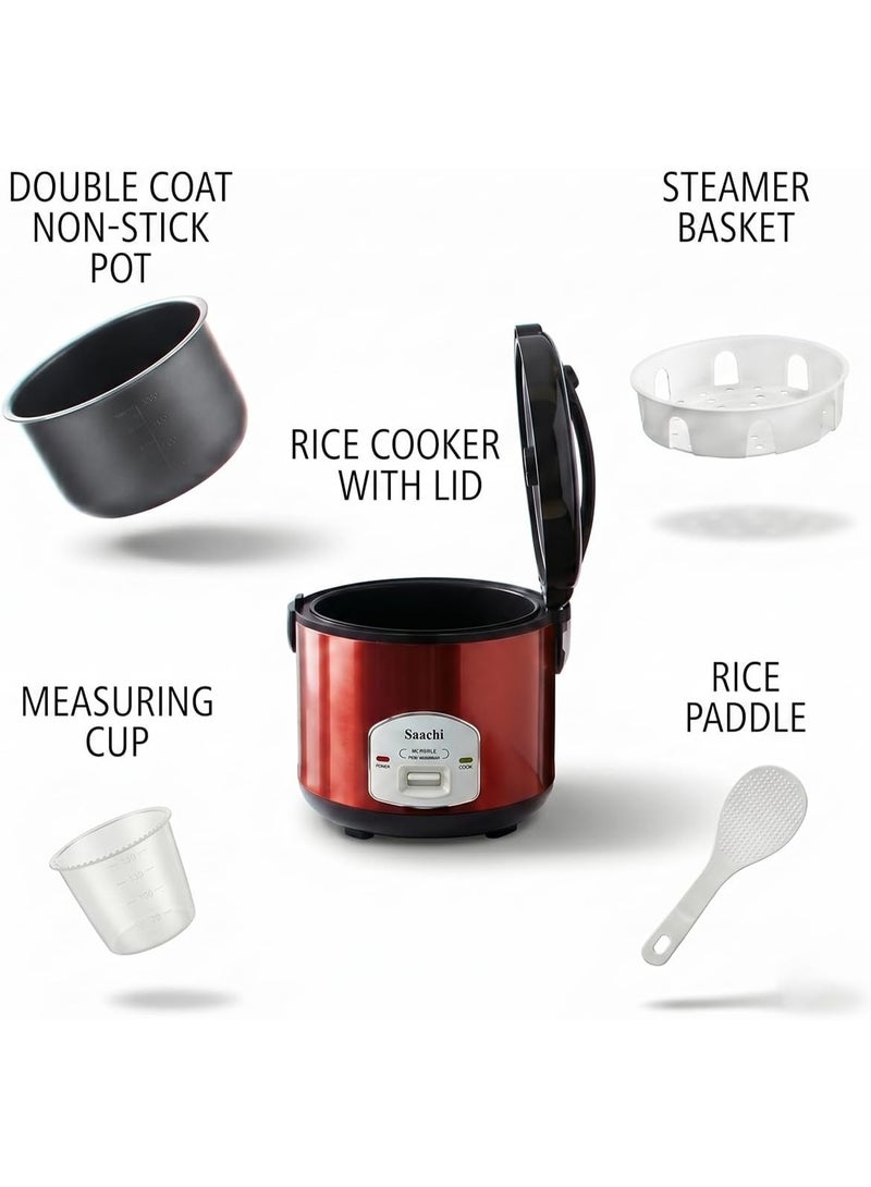 Sachi 1.8L Rice Cooker, Cooks Up to 10 Cups, Steam Basket, Automatic Keep Warm Function, One-Touch Operation, Non-Stick Aluminum Pot, 700W - Image 2