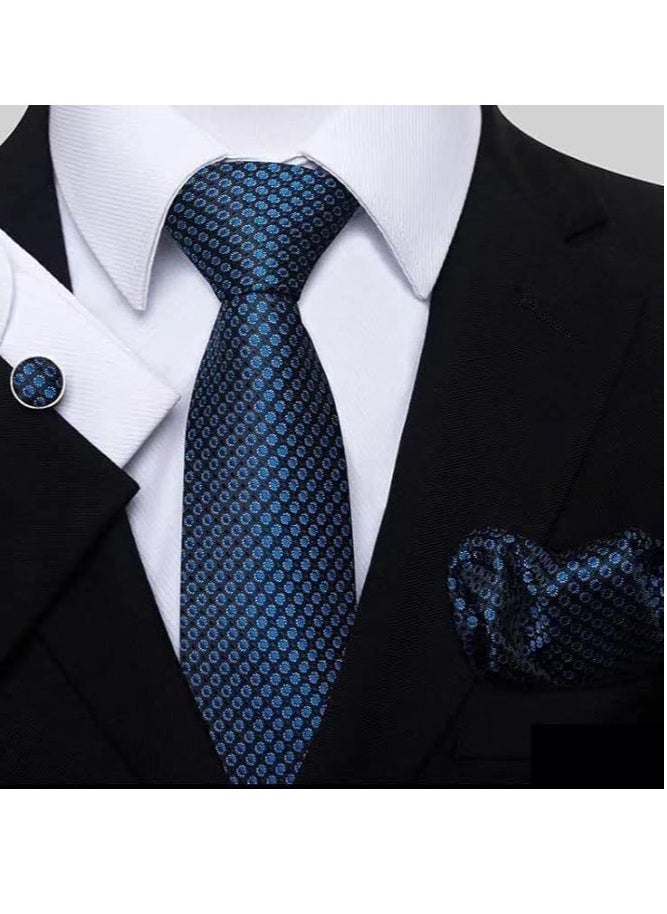 KCDMBUE Ties for Men Set with Pocket Square Cufflink and Tie Clip | Necktie Handkerchief in Gift Box  - Image 1