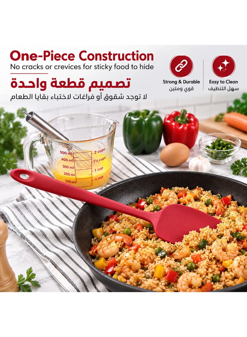 باريكو ملعقة سباتولا سيليكون 11.38 بوصة مقاومة للحرارة حتى 600 فهرنهايت مناسبة لأواني الطهي غير اللاصقة حمراء - Image 3