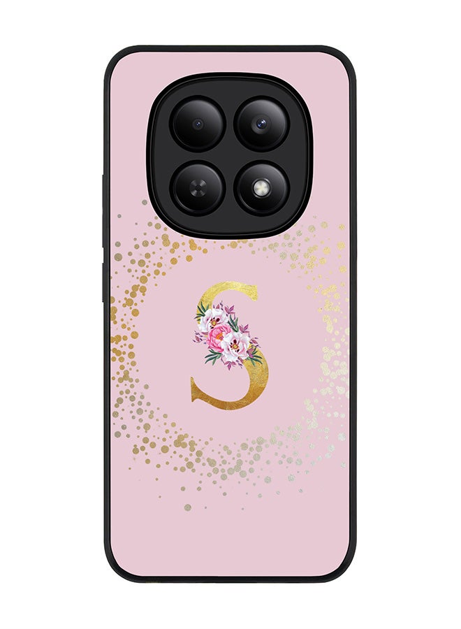 For Xiaomi Redmi Note 15 4G Case,Slim fit Camera Protection, Shockproof Thin Phone cover  - Custom Monogram Floral - S  (Pink )