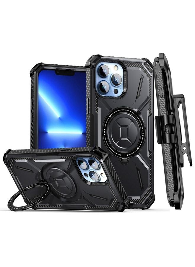 Generic Case Cover For iPhone 13 Pro Armor Series Holder Phone Case with Back Clip Black 