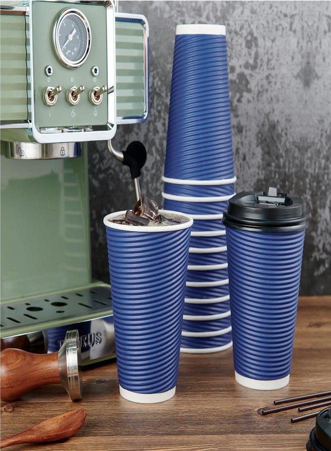 LITOPAK 80 Pack Insulated Ripple Wall 16 oz Disposable Paper Cups, Three Layer Insulated Hot Paper Coffee Cups with Lid and Straws for Parties, Picnics, and Travel - Image 5