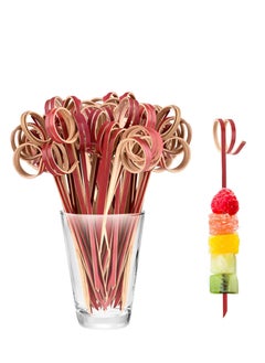 KASTWAVE 100 PCS Cocktail Stick Bamboo Fruit Sticks Wooden Toothpicks (12cm) for Party Tapas Nibbles Canapes Appetiser Fruit Skewer BBQ Sandwich Bento Accessory Pick Food  - Image 1