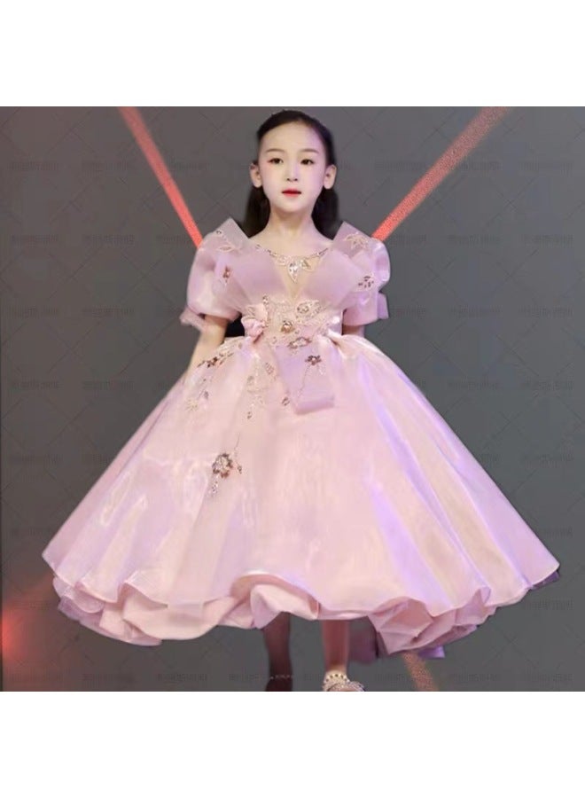 Children's Dress Princess Dress Classy Accessible Luxury Catwalk Girl Piano Performance Dress Fashionable Little Girl Hosting Evening Dress - Image 1