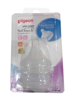 pigeon قطعتان من حلمة تمعجية ناعمة الملمس بالإضافة إلى حلمة من السيليكون (Ss) ذات رقبة واسعة  - Image 1