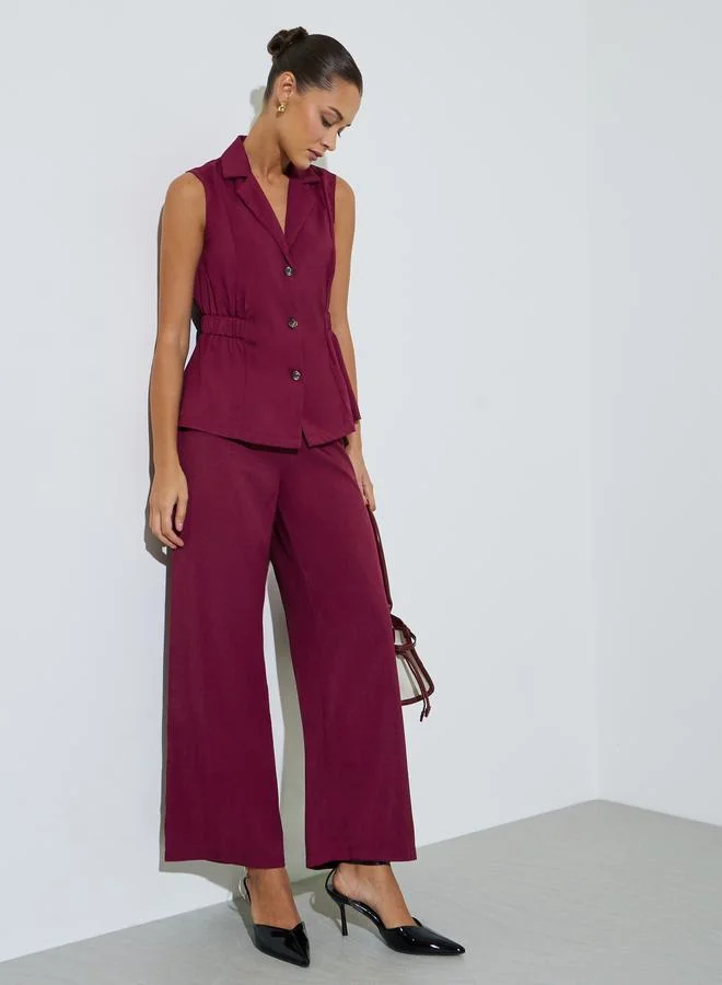 ستايلي Burgundy Solid Wide Leg Pants