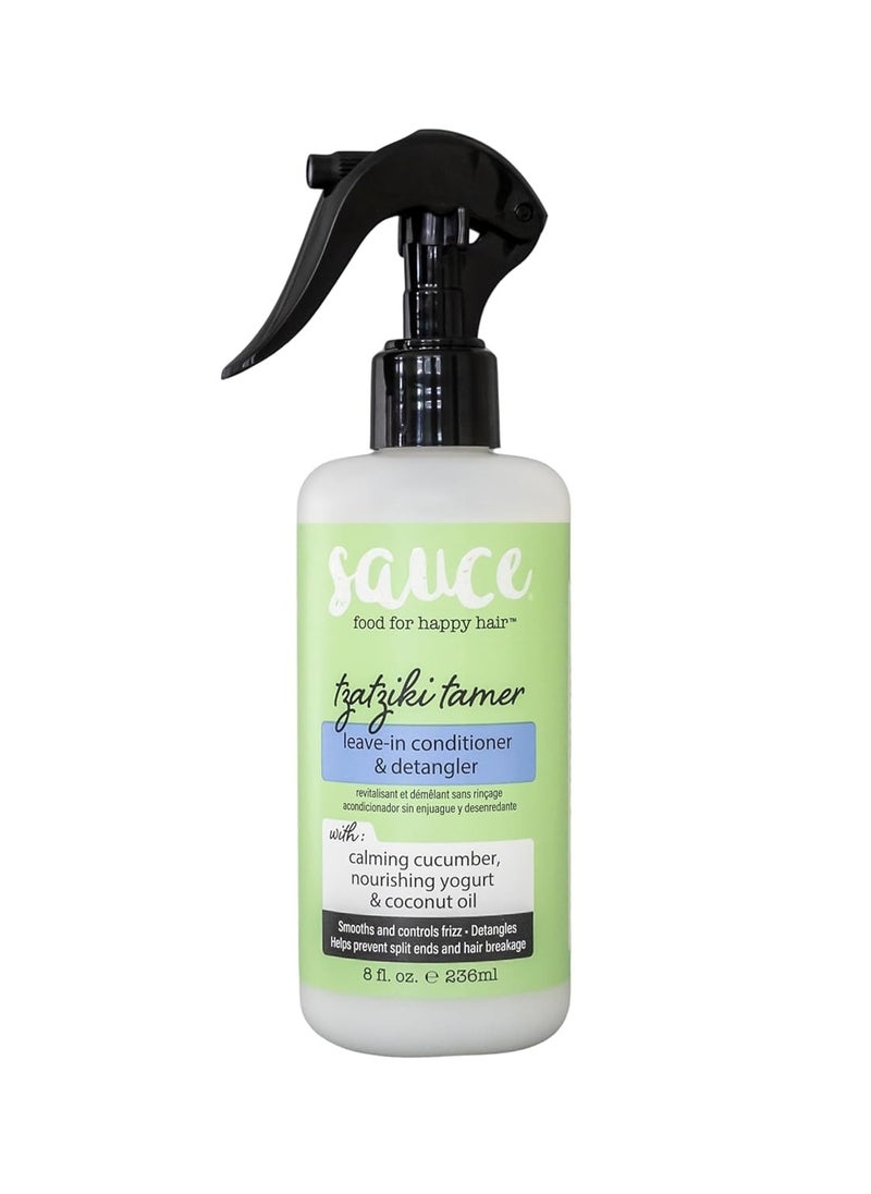 Sauce Beauty - SAUCE BEAUTY Tzatziki Leave In Conditioner and Detangler Spray - Leave In Conditioner For Curly Hair, Oily & Damaged Hair - Smoothening & Taming Leave-In Conditioner Spray with Coconut Oil (8 Fl Oz) - Image 1