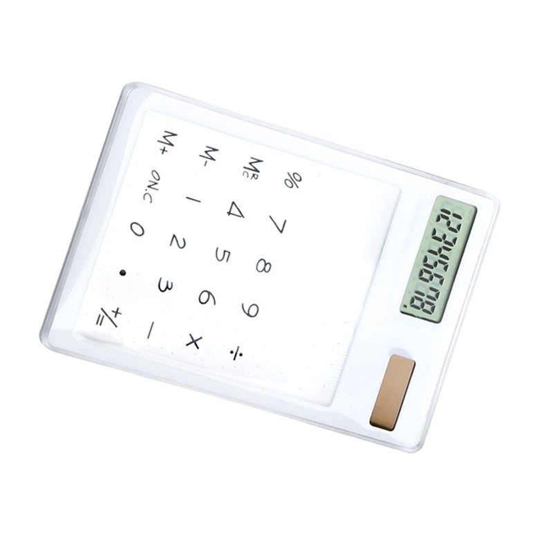 Solar Powered Calculator Touch Screen 8 Digit LCD Display Portable Transparent Calculator for Office School Home White - Image 3