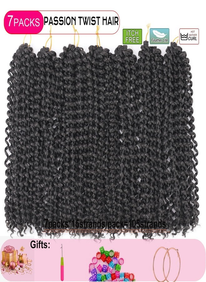 Ahrencan Passion Twist Hair 14 Inch 7 Packs Water Wave Crochet Hair 2# Color Wrap Braiding Hair For Passion Twist Crochet Hair/Butterfly Locs/Spring Twist Crochet Braids Boho Hair Extension (14 Inch,2#) - Image 2