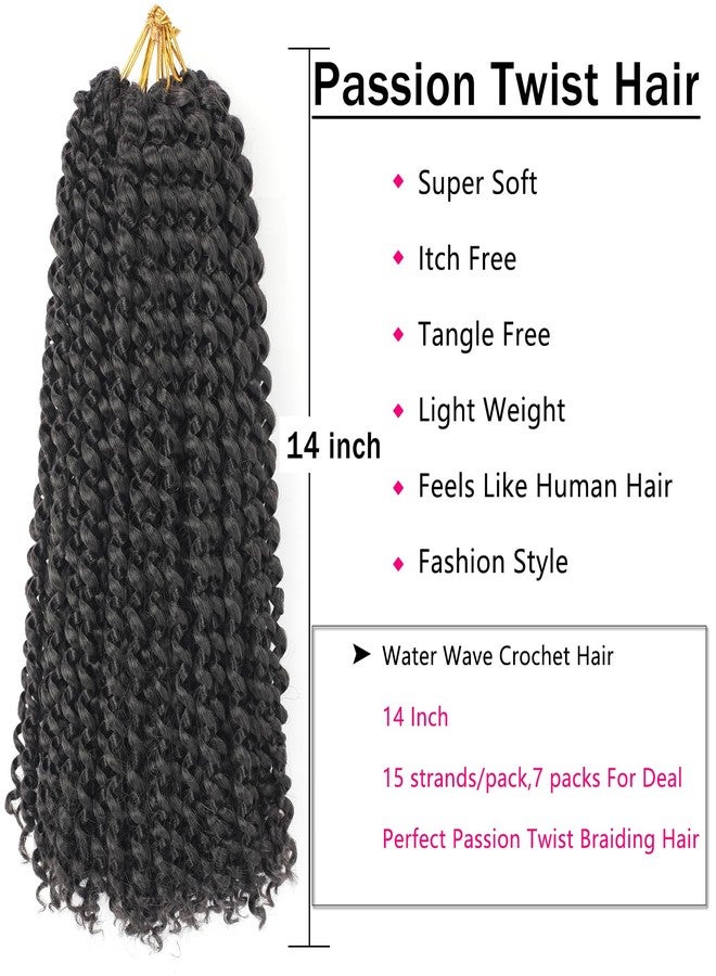 Ahrencan Passion Twist Hair 14 Inch 7 Packs Water Wave Crochet Hair 2# Color Wrap Braiding Hair For Passion Twist Crochet Hair/Butterfly Locs/Spring Twist Crochet Braids Boho Hair Extension (14 Inch,2#) - Image 5