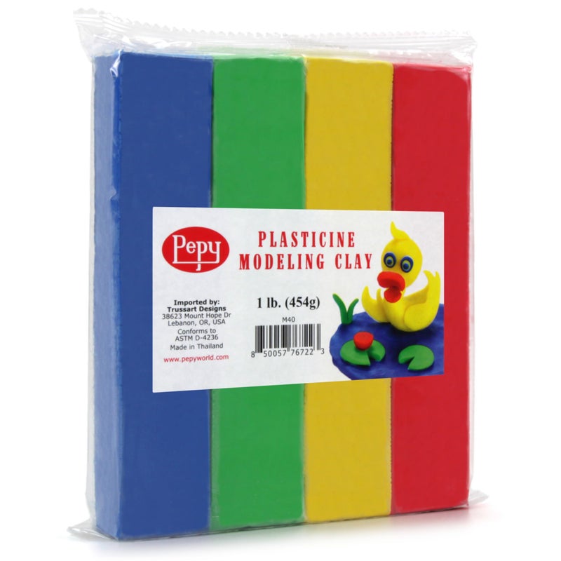 Pepy Reusable and Non-Drying Oil-Based Plasticine Modeling Clay, Primary Colors, 1 Pound, Sulfur-Free & Non-Toxic, Great for Kids, Beginners, and Artists, Perfect for Arts and Crafts Projects - Image 1