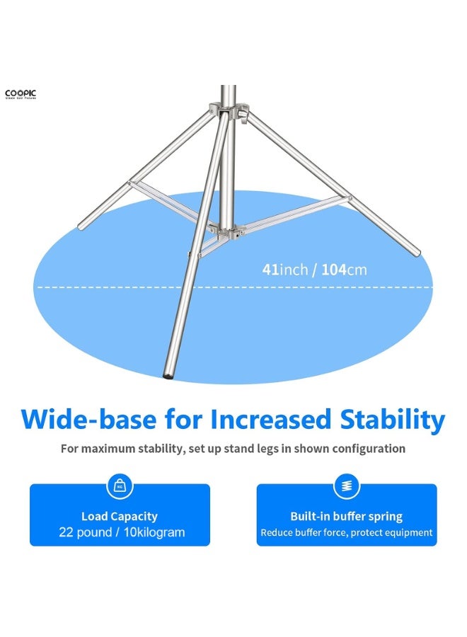 كوبيك حامل إضاءة COOPIC L-280M من الفولاذ المقاوم للصدأ، بطول 280 سم (110 بوصة)، شديد التحمل، مزود بنابض امتصاص الصدمات ومحول عالمي من 1/4 بوصة إلى 3/8 بوصة، مناسب لصناديق الإضاءة الناعمة في الاستوديوهات، ووحدات الإضاءة الأحادية، وغيرها. - Image 3