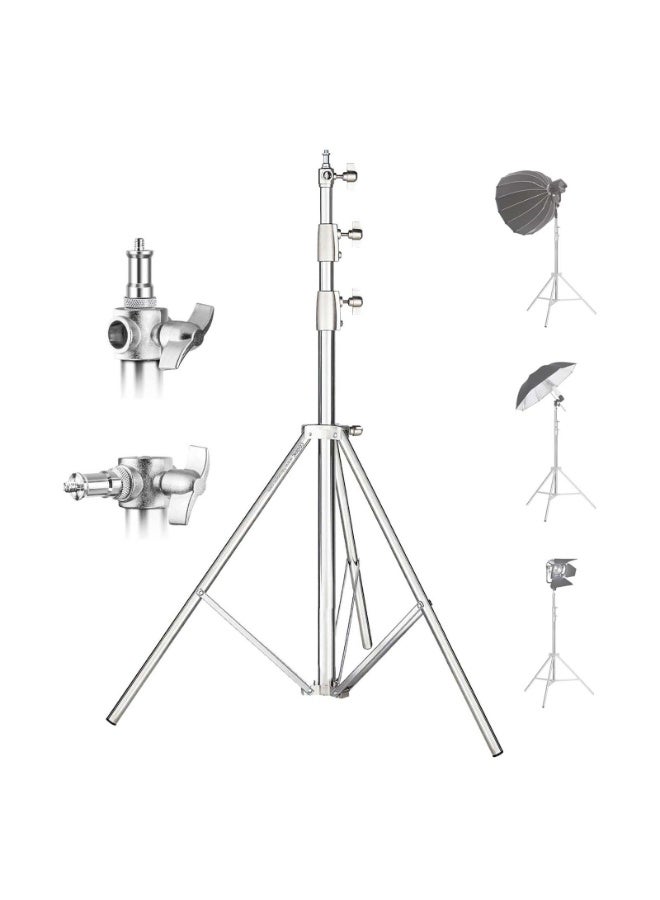 COOPIC L-280M Stainless Steel Light Stand 110inch 280cm Heavy Duty with Buffer Spring and 1/4 inch to 3/8 inch Universal Adapter for Studio Softbox, Monolight and Other