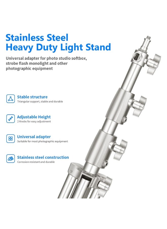 كوبيك حامل إضاءة COOPIC L-280M من الفولاذ المقاوم للصدأ، بطول 280 سم (110 بوصة)، شديد التحمل، مزود بنابض امتصاص الصدمات ومحول عالمي من 1/4 بوصة إلى 3/8 بوصة، مناسب لصناديق الإضاءة الناعمة في الاستوديوهات، ووحدات الإضاءة الأحادية، وغيرها. - Image 5