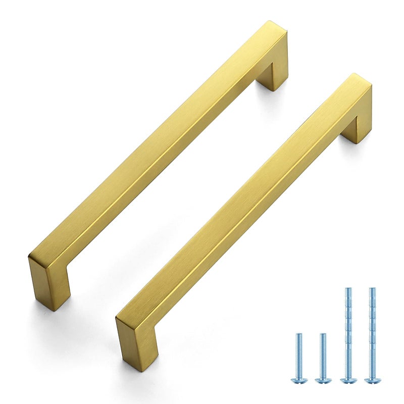 JOY DECOR 40 Pack Cabinet Handles Gold Cabinet Pulls 614 Inch Kitchen Handles Square Drawer Pulls Stainless Steel Drawer Hardware Handles 160mm Hole Centers - Image 2