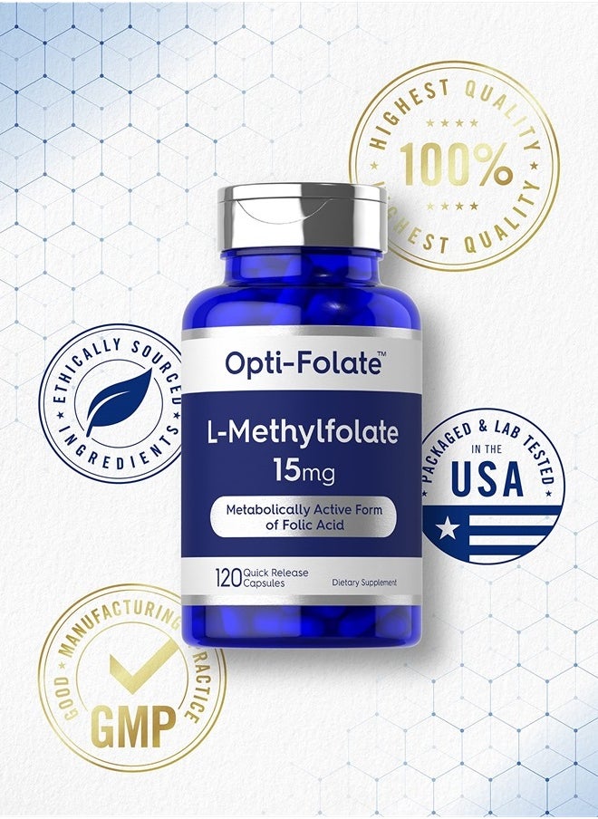 CARLYLE - L Methylfolate 15mg | 120 Capsules | Value Size | Max Potency | Optimized and Activated | Non-GMO, Gluten Free | Methyl Folate, 5-MTHF | by Opti-Folate - Image 1