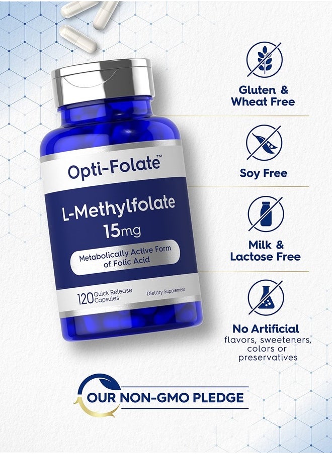 CARLYLE - L Methylfolate 15mg | 120 Capsules | Value Size | Max Potency | Optimized and Activated | Non-GMO, Gluten Free | Methyl Folate, 5-MTHF | by Opti-Folate - Image 1