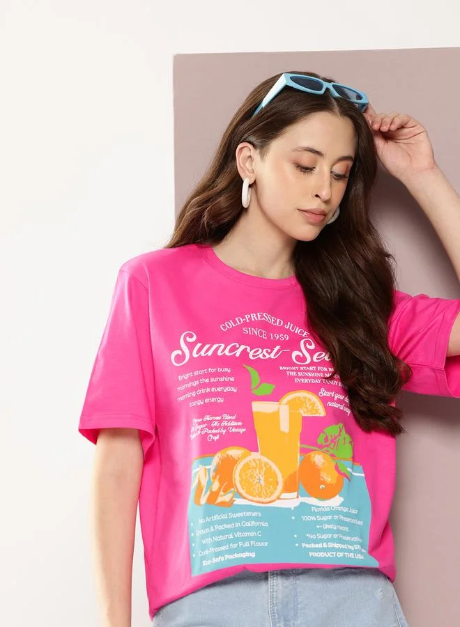 ديلينجر تيشيرت واسع بياقة دائرية