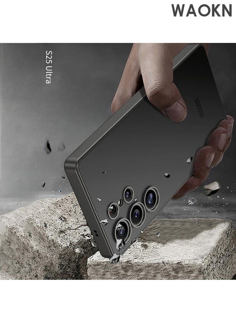 WAOKN Slim Fit Case for Samsung Galaxy S25 Ultra 5G, Camera Lens Full Protection, Soft TPU Thin Protective Phone Cover with Matte Finish, Matte Back Shockproof Case (Cool Black) - Image 2
