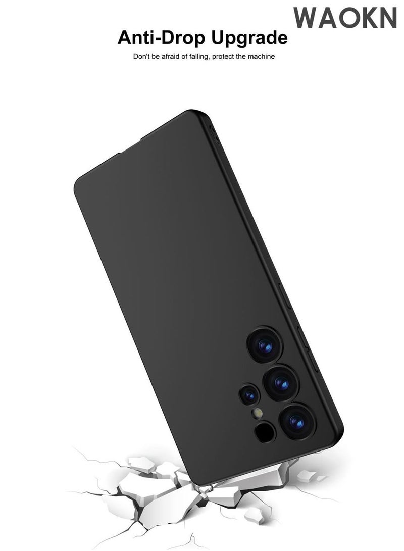 WAOKN Slim Fit Case for Samsung Galaxy S25 Ultra 5G, Camera Lens Full Protection, Soft TPU Thin Protective Phone Cover with Matte Finish, Matte Back Shockproof Case (Cool Black) - Image 4