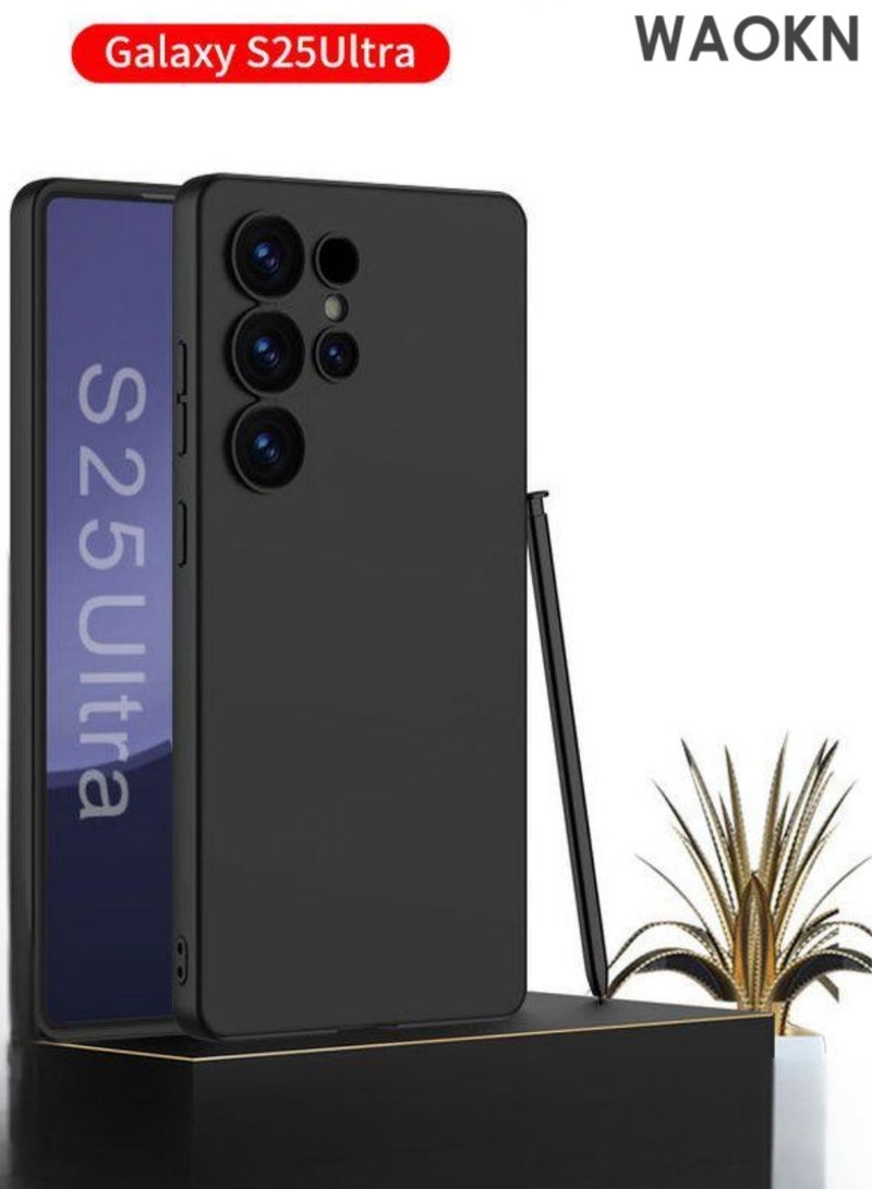 WAOKN Slim Fit Case for Samsung Galaxy S25 Ultra 5G, Camera Lens Full Protection, Soft TPU Thin Protective Phone Cover with Matte Finish, Matte Back Shockproof Case (Cool Black) - Image 3