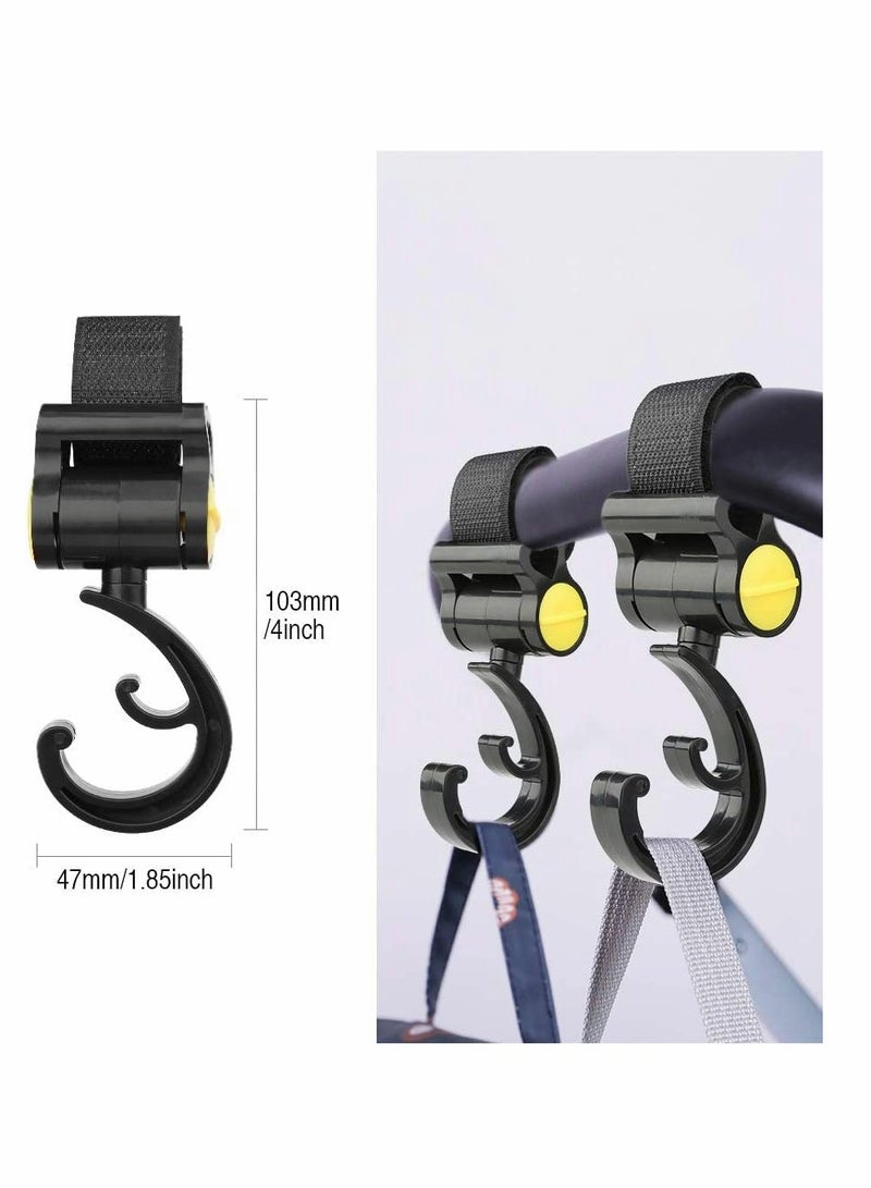 SOLARAE Stroller Hooks Multifunction Baby Rotating Buggy Clips Hanger Universal Pram Hookfor Pushchair Stroller Shopping Bag Hanging Your Shopping Bags and Totes 2 Pcs - Image 4