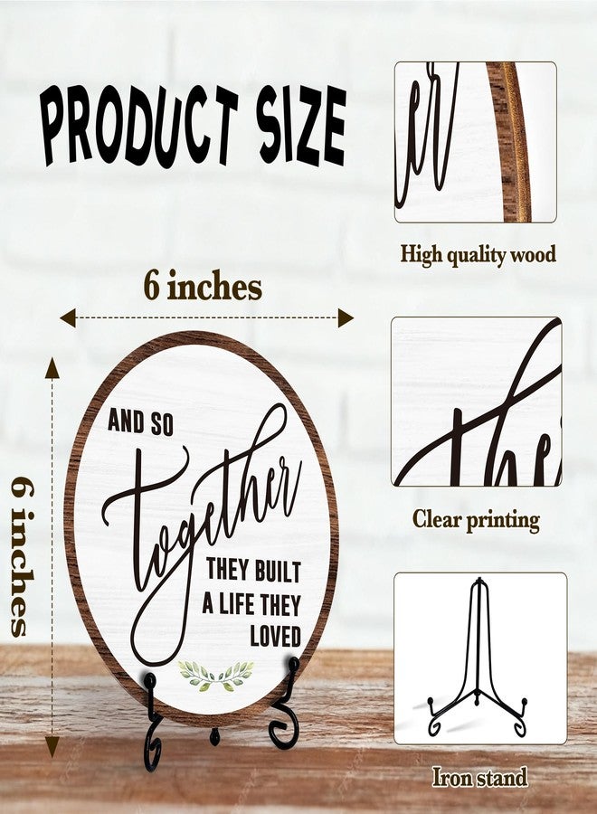 Zmyollo Home Desk Decor Sign, Rustic Wooden Sign, Together They Built A Life They Loved Wood Sign, Decorations For Home Tabletop, Gifts For Family Friend, Wooden Round With Stand-05 - Image 2
