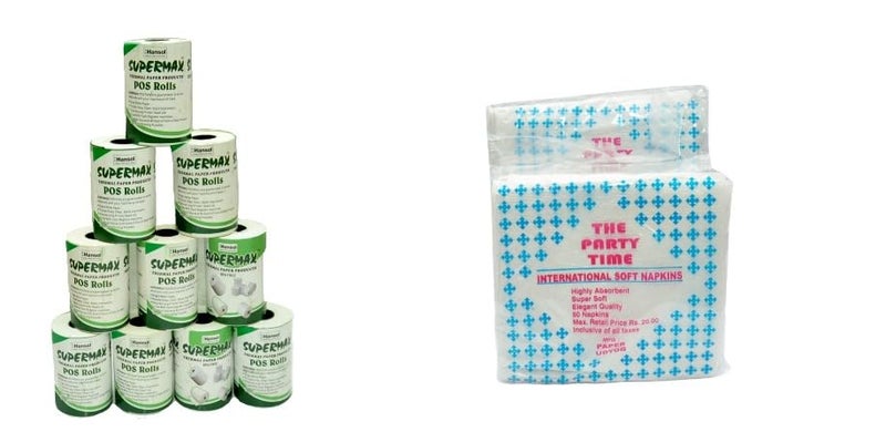 Supermax لفة ورق حراري 2 بوصة - 55 مم × 12 متر طول لطباعة الإيصالات - آلات الفوترة / سجل النقد - سمك 60 جرام - طباعة باللون الأسود - عبوة من 100 لفة - Image 1