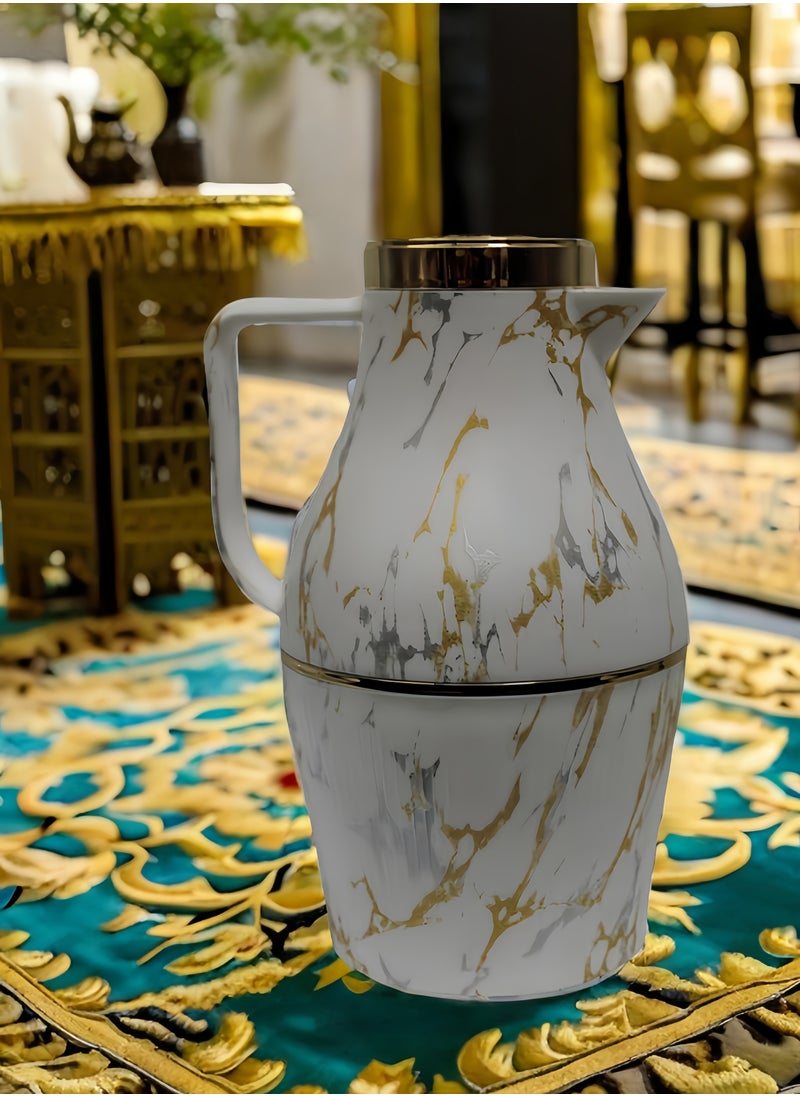 nihao - Large Capacity Thermos Flask, Thermos lask Glass Liner Thermos Flask, 1000ML, Marble Color - Image 1