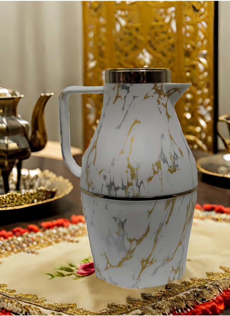 nihao - Large Capacity Thermos Flask, Thermos lask Glass Liner Thermos Flask, 1000ML, Marble Color - Image 1