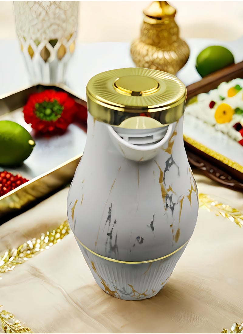 nihao - Large Capacity Thermos Flask, Thermos lask Glass Liner Thermos Flask, 1000ML, Marble Color - Image 1